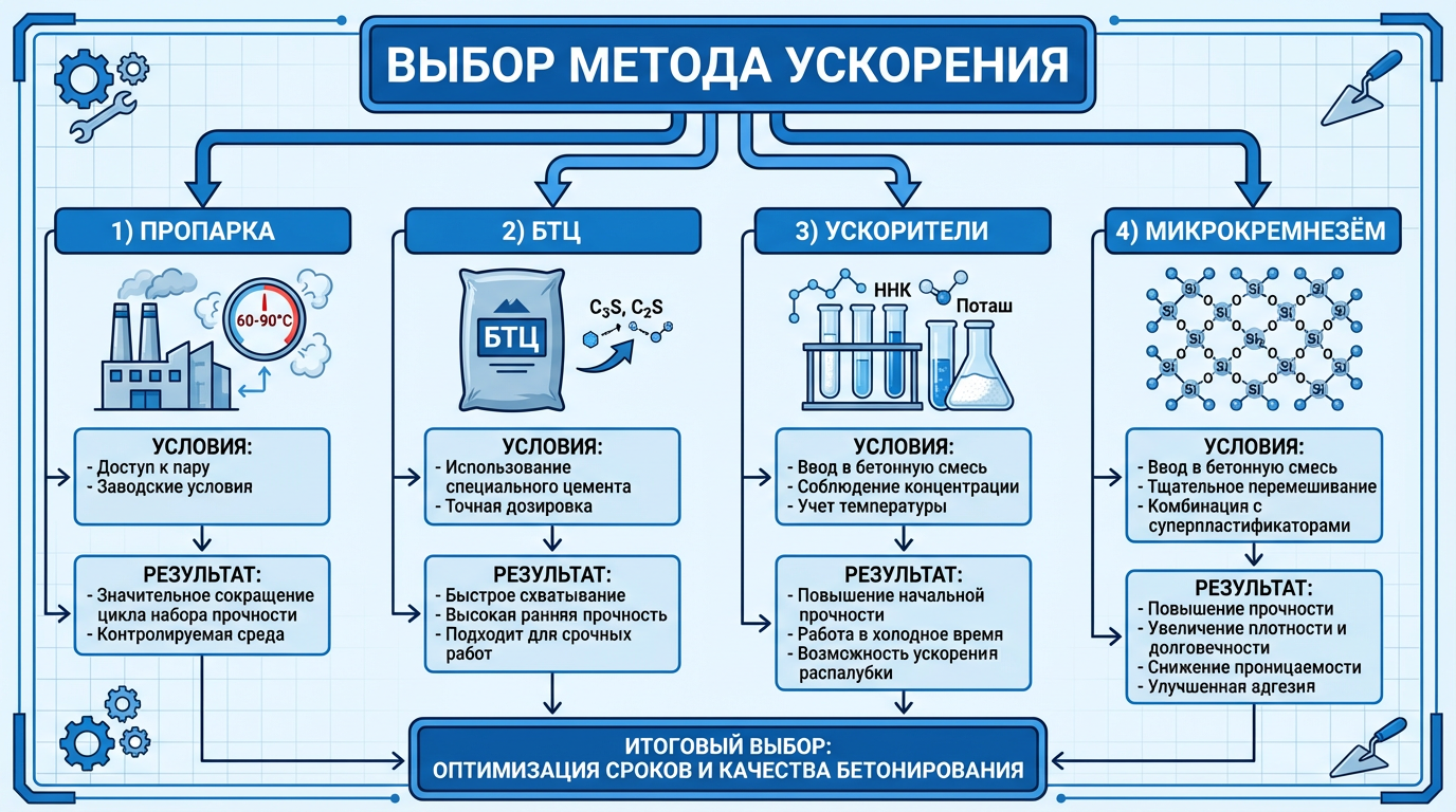  Выбор метода зависит от условий стройки, типа конструкции и бюджета.