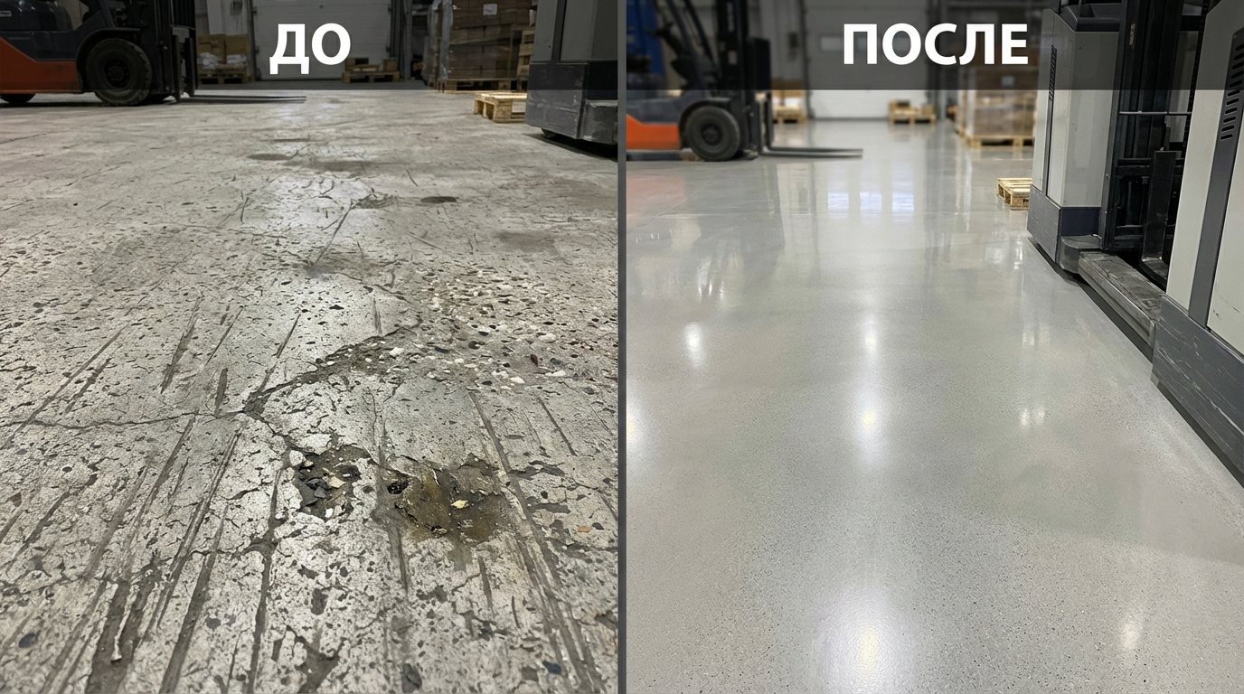 Эффект упрочнения - слева изношенная поверхность, справа поверхность с топпингом